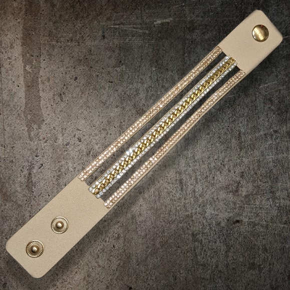 A21 Copper Gold Silver Rhinestone Crystal Wrap Bracelet Suede Adjustable A21 - Picture 3 of 14